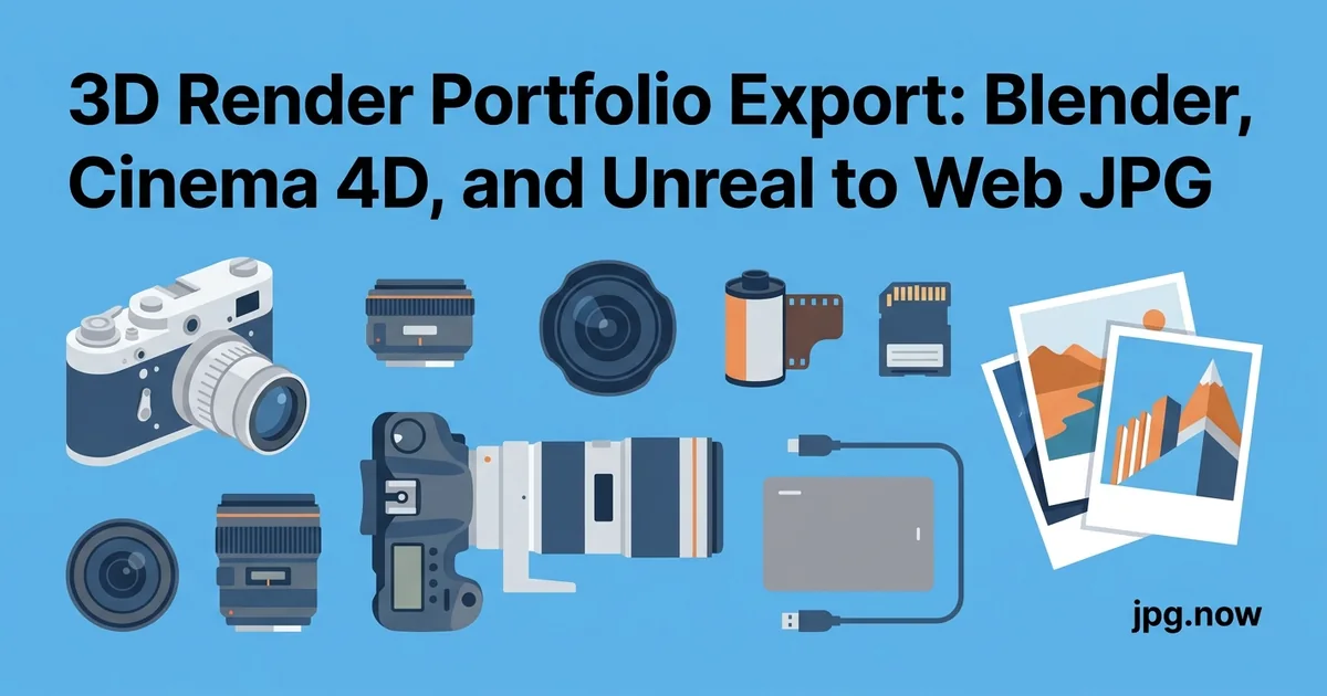 3D Render Portfolio Export: Blender, Cinema 4D, and Unreal to Web JPG
